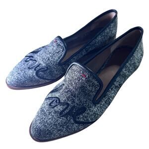 ED by Ellen Love flats tweed 8/EU39 Leather loafter Love embroidered